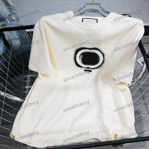 Xinxinbuy Hommes Designer Tee T-shirt Lettre Spray Impression Coton à manches courtes Femmes Noir Blanc Bleu Gris Rouge S-XL