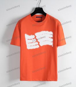 Xinxinbuy Hommes Designer Tee T-shirt Lettre Ice Motif Imprimer Ski Manches Courtes Coton Femmes Noir Orange Rouge S-XL