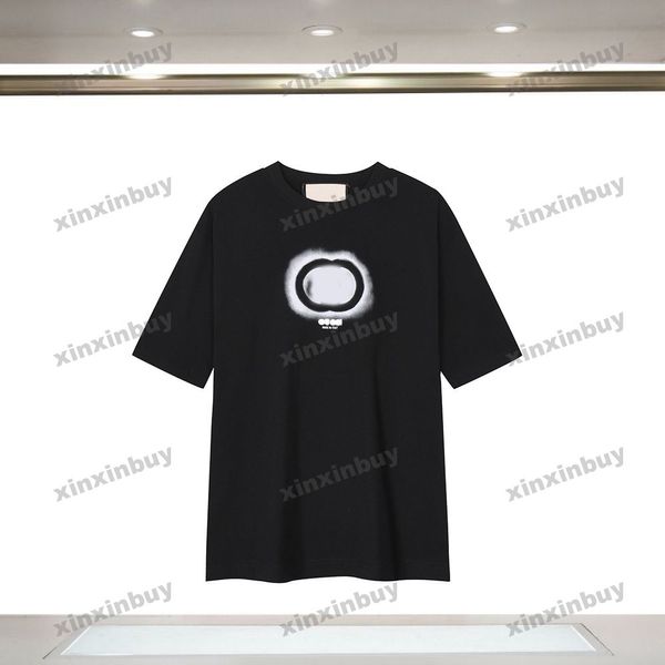 Xinxinbuy Hombres diseñador Camiseta camiseta carta rociando Roma Italia manga corta algodón mujeres Negro blanco azul gris rojo XS-2XL