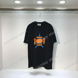 Xinxinbuy Men Designer T-shirt T-shirt Paris Vijfpunts Star Letter Borduurwerk Kortjes Korte Mouw Katoen Vrouwen Blue Gray Wit Zwart S-2xl