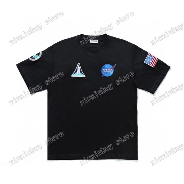 Xinxinbuy Men Designer Tee T-shirt Paris Paris National Flag ￉tiquette d'impression Patch Coton Coton Coton Femmes Gris Blanc Black XS-2XL