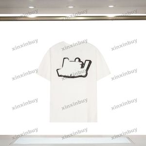 Xinxinbuy Hommes Designer Tee T-shirt Patch Lettre Broderie Coton à manches courtes Femmes Noir Blanc Bleu Gris Rouge XS-XL