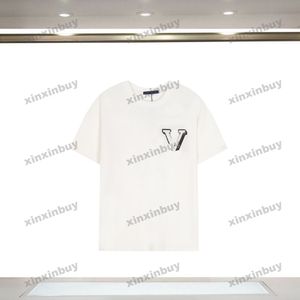 Xinxinbuy Hommes Designer Tee T-shirt Patch Lettre Broderie Coton À Manches Courtes Femmes Noir Blanc Bleu Gris Rouge S-2XL