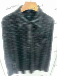 xinxinbuy Hommes designer Tee t-shirt velours gaufré lettre haute qualité à manches longues coton femmes noir blanc bleu XS-XL