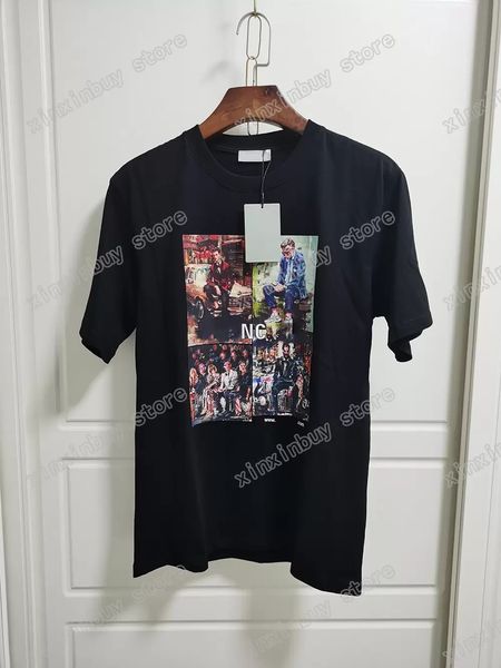 xinxinbuy hommes imprimés t-shirts polos designer peinture à l'huile paris imprimer des vêtements à manches courtes mens chemise tag blanc noir 06