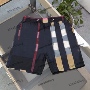 xinxinbuy Hommes femmes designer shorts de plage pantalon motif à carreaux imprimé lettres Hawaii vacances été marron M-3XL