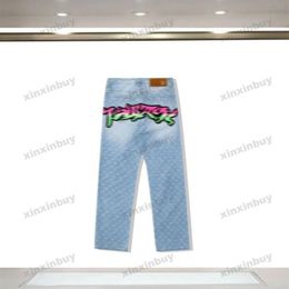 Xinxinbuy hombres mujeres diseñador Denim jeans pantalón cepillo de dientes gradiente bordado jacquard Primavera Verano negro azul XS-3XL246b