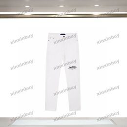 xinxinbuy Hommes femmes designer pantalon menswear Lettre impression coton Printemps été marron blanc noir bleu S-XL