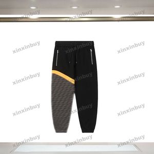 xinxinbuy Hombres mujeres diseñador pantalón Paneles Bolsillo de impresión de doble letra Primavera verano Pantalones casuales carta Negro Caqui XS-XL