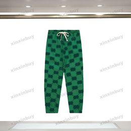 xinxinbuy Hombres mujeres diseñador pantalón Correas laterales Impresión de doble letra Jeans denim Pantalones casuales negro verde S-2XL