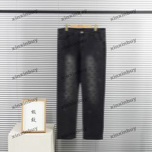 Xinxinbuy hommes femmes designer pantalon sport détruit lettre cuir lambrissé 1854 printemps été pantalons décontractés noir gris S-2XL