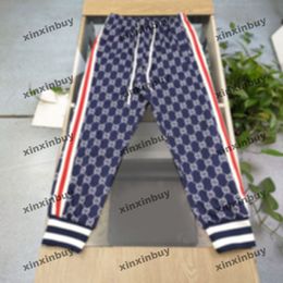Xinxinbuy hommes femmes designer pantalon sangle double lettre jacquard ensembles tricoté printemps été pantalons décontractés noir bleu gris XS-2XL
