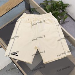 xinxinbuy Hommes femmes designer Shorts pantalon bande réfléchissante Paris broderie Printemps été marron blanc noir gris S-2XL