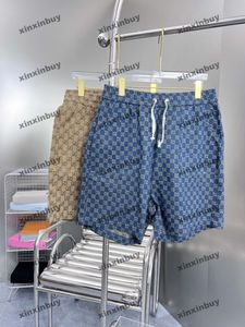 Xinxinbuy hommes femmes designer Shorts pantalon Double lettre jacquard tissu coton printemps été kaki vert bleu XS-3XL