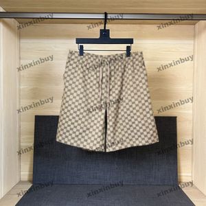xinxinbuy Hommes femmes designer Shorts pantalon Double lettre tissu jacquard Printemps été marron kaki S-2XL