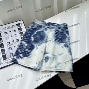 xinxinbuy hommes femmes concepteurs shorts pantalon cravate dye bandanna motif imprimement denim printemps été brun blanc blanc bleu s-2xl