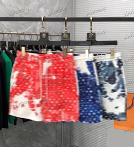 xinxinbuy Hombres mujeres diseñador Pantalones cortos pantalón Agua color letras imprimir Primavera verano algodón blanco negro azul M-3XL