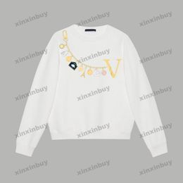 Xinxinbuy Men Women Designer Sweatshirt Chain Letter Jacquard Print Sweater Gray blauw Zwart Wit XS-XL