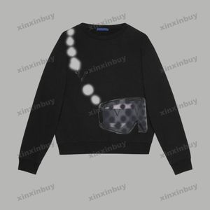 Xinxinbuy Men Women Designer Sweatshirt Chain Graffiti Goggle Printing Sweater Grijs blauw zwart Wit XS-L