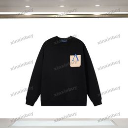 xinxinbuy Mannen vrouwen designer Sweatshirt Hoodie pocket forever Letter Printing trui grijs blauw zwart wit XS-2XL