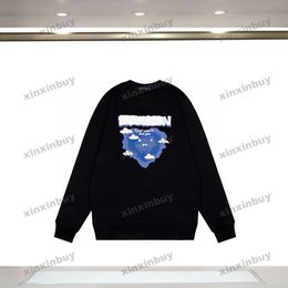 Xinxinbuy Men Women Designer Sweatshirt Hoodie Paris Love Letter Printing Sweater Gray blauw Zwart Wit XS-2XL
