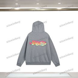 xinxinbuy Hommes Femmes Designer Sweat À Capuche Lettre Colorée Broderie Pull Gris Bleu Noir Blanc XS-XL