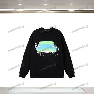 xinxinbuy Mannen vrouwen designer Sweatshirt Hoodie Graffiti Kleurrijke Letter Printing trui grijs blauw zwart wit XS-2XL