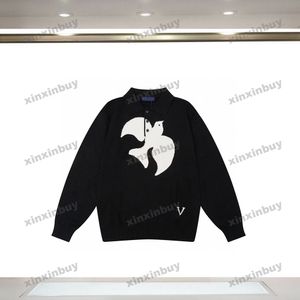 xinxinbuy hommes femmes designer sweat-shirt sweat à sweat col colombe jacquard lettre pull gris bleu noir blanc s-2xl