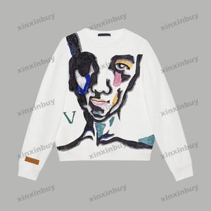 Xinxinbuy Men Women Designer Sweatshirt Hoodie Facial Graffiti Printing Sweater Gray blauw Zwart Wit S-2xl