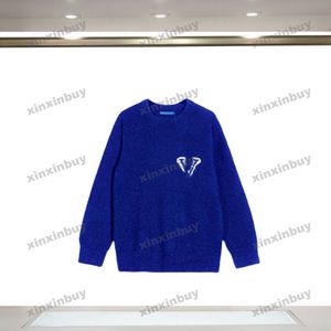 Xinxinbuy Men Women Designer Sweatshirt Hoodie Paris Letter Jacquard Sweater Gray blauw Zwart Wit S-2xl