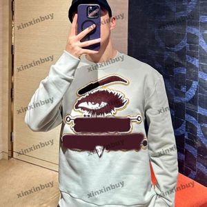 Xinxinbuy Mannen vrouwen designer Sweatshirt Hoodie Eye patch borduren jacquard brief trui grijs blauw zwart wit S-3XL