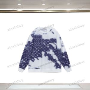 xinxinbuy Mannen vrouwen designer Sweatshirt Hoodie tie dye letter print trui blauw zwart wit XS-L