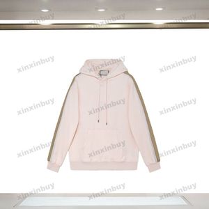 xinxinbuy hommes femmes designer sweat à capuche ruban réfléchissant lettre broderie pull bleu noir blanc XS-2XL