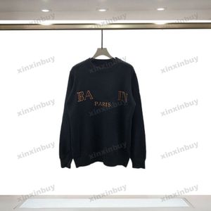 xinxinbuy Heren dames designer Sweatshirt Hoodie Paris Jacquard Letter sweater Paris Apparel zwart wit S-2XL