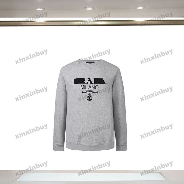 xinxinbuy Hommes femmes designer Sweat à capuche Lettre broderie tissu pull Paris Apparel noir kaki gris S-XL