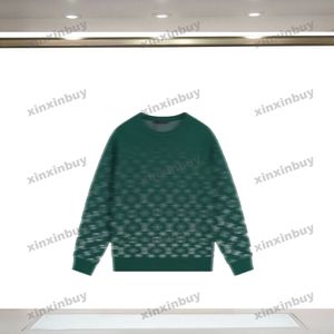 xinxinbuy Hombres mujeres diseñador Sudadera Punto Gradiente Carta Impresión suéter verde gris azul negro blanco M-2XL