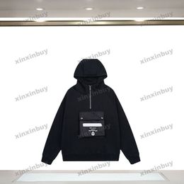 Xinxinbuy Men Women Designer Sweatshirt Nylon Big Pocket Letter Printing Sweater Green Graen Black Black Wit M-2XL