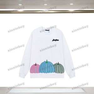 Xinxinbuy Hommes Femmes Designer Sweatshirt Paris Pumpkin Dots Lettre Imprimer Vert Gris Bleu Noir Blanc XS-L