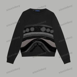 Xinxinbuy Hombres Mujeres Diseñadora Siscina Textura Letra Graffiti Impresión Sweater Gris Black Blanco XS-2xl