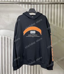 xinxinbuy Hommes femmes designer Sweat à capuche lettre détruite imprimer Paris Apparel surdimensionné noir blanc S-3XL