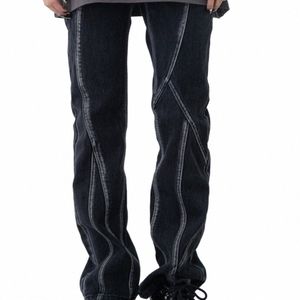 Xinyinsu New Factor American High Street Wed Jeans Noir Légère Rao Fi Casual Design Pantalon s2EB #