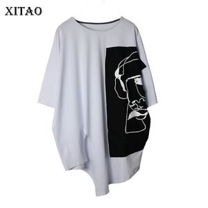 XITAO irrégulière femmes t-shirt mode pull plissé motif géométrique petit frais Style décontracté lâche t-shirt haut XJ4823 210324