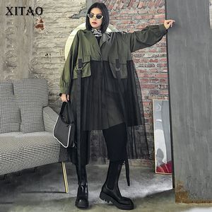 Xitao mesh patchwork jas vrouwen losse mode onregelmatige persoonlijkheid herfst plus size dames kleren streetwear zp2998 201023