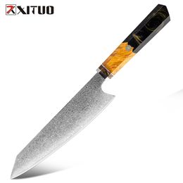 XITUO Ensemble de couteaux de cuisine en acier Damas Kiritsuke Sushi Filet de poisson 67 couches