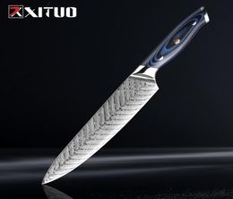 Xituo Hoogwaardige 8quotinch Damascus Chef Knife AUS10 Roestvrij stalen keukenmes Japans Santoku Cleaver Meat Slicing mes6277246