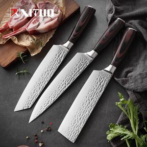 Xituo Couteaux de cuisine de haute qualité Set Cleaver Chef Légumes Nakiri Couteau Kirsuke Acier inoxydable Cuisson 3pcs Set Razor Sharp