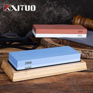 XITUO Messenslijper Steen 2 Side Slijpsteen Kit Snelle Slijpen Voor Damascus En Kwaliteit Mes Met Antislip Bamboe Basis 260D