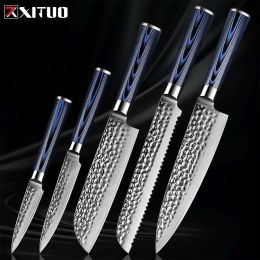 Xituo Premium martelage Chef couteau ultra-sharp ne couteau antiadhésif japonais Damas Steel Kitched Couteaux pour poisson, viande, légumes