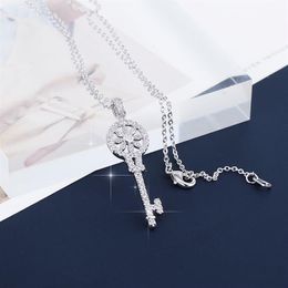 XIUMEIYIZU nouvelle mode clé en forme de déclaration colliers pour femmes bijoux cuivre zircon strass clé charmes pendentifs necklace346Q