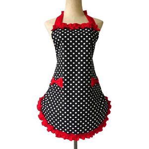 Tablier Xiumood Tablier Polka Dot Cuisine Tabliers de cuisine pour femme Tabliers de coton réglable pour femme avec poches mignonnes Bowknot 210622